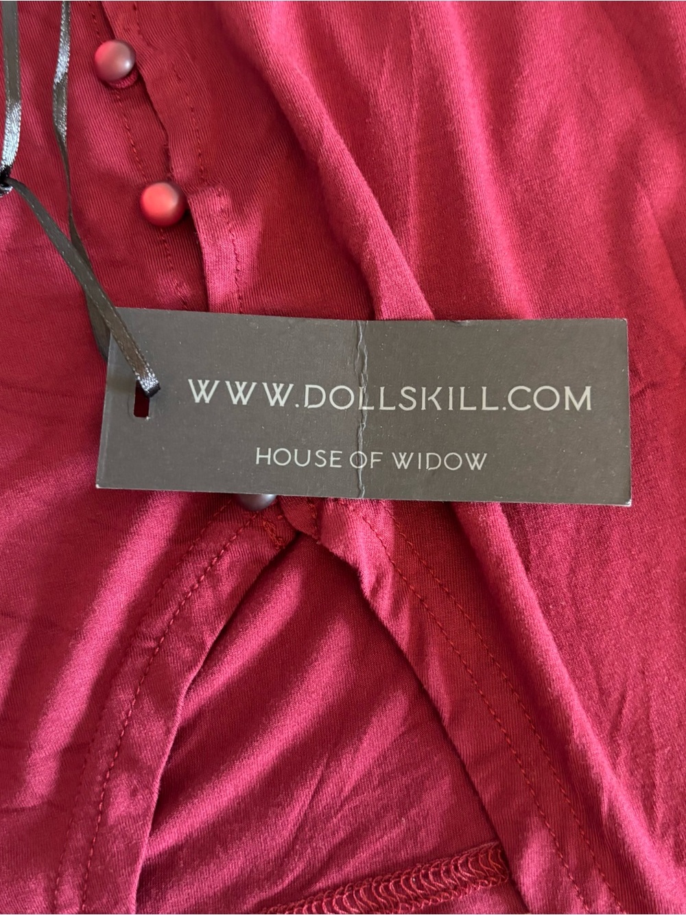 Dolls Kill Widow MY VERY NATURE LONG SLEEVE TOP - DARK RED Size Medium NEW - Picture 8 of 11